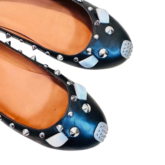 Worn Once Marc Jacobs Mouse Ballerina Flats Studded Rock n Roll Black Silver 8.5 - Picture 1 of 8